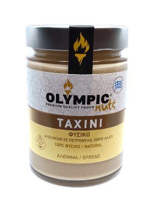 Ταχίνι ολικής αλεσης, αλεσμένο σε πετρόμυλο (χωρίς αλάτι, χωρίς φοινικέλαιο,χωρίς ζάχαρη) – Olympic Nuts
